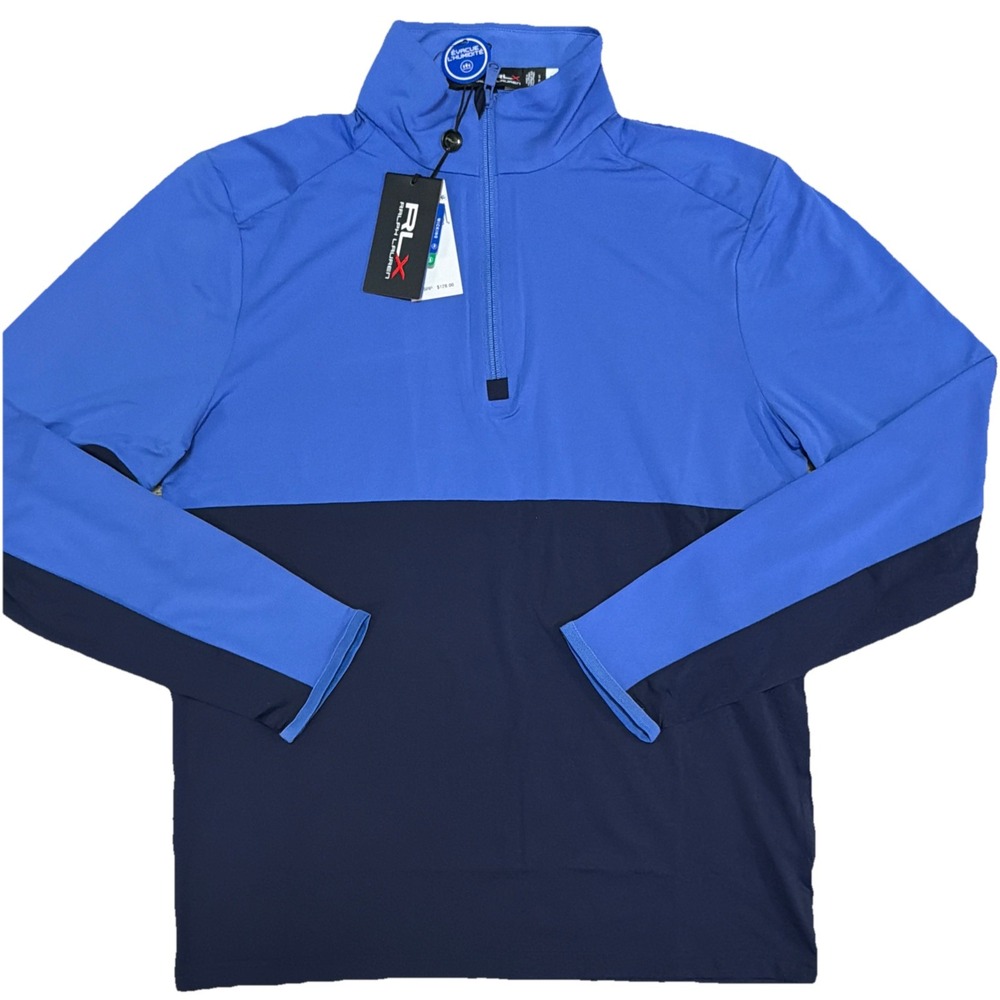 NWT S Polo Ralph Lauren RLX  GOLF Classic Fit Luxury‎ Jersey Pullover Blue Navy